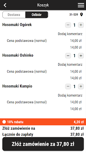 TakiDa Sushi Screen 2