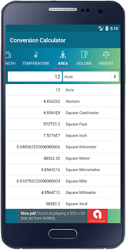 Android application Conversion Calculator screenshort