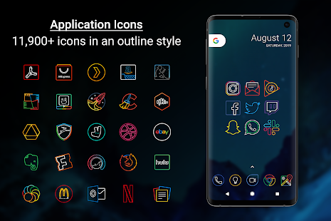 Mga Outline na Icon - Screenshot ng Icon Pack