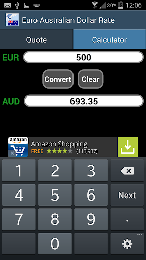 Euro / Australian Dollar Rate Screen 2