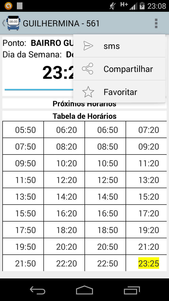 Android application Próximo Ônibus Curitiba screenshort