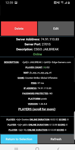 Server Info for CSGO