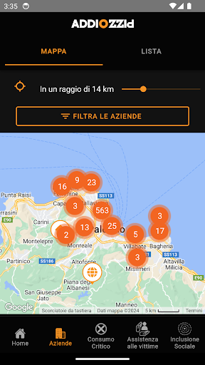 Android application Addiopizzo screenshort