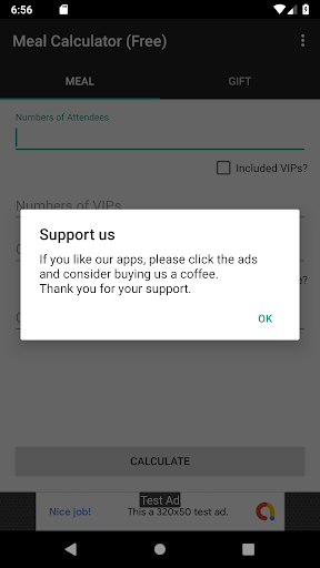 Android application Meal Calculator (Ads) screenshort