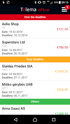 Android application Telema eFlow screenshort