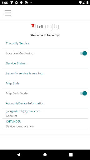 Android application Traconfly - GPS Locator screenshort