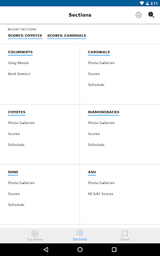 Screenshot of azcentral sports