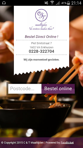 Android application C & T Maaltijden screenshort