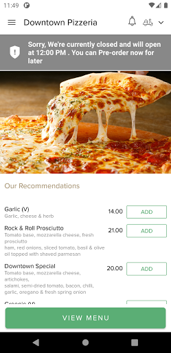 Downtown Pizzeria Screen 2