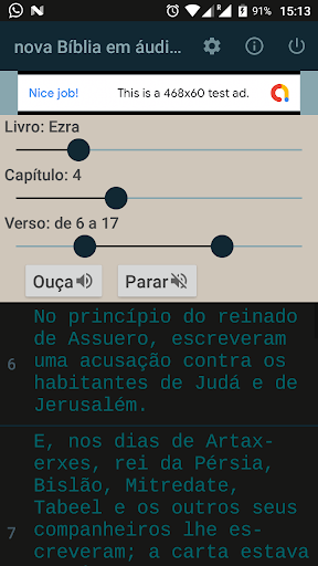 Android application nova Bíblia em áudio (BAA) screenshort