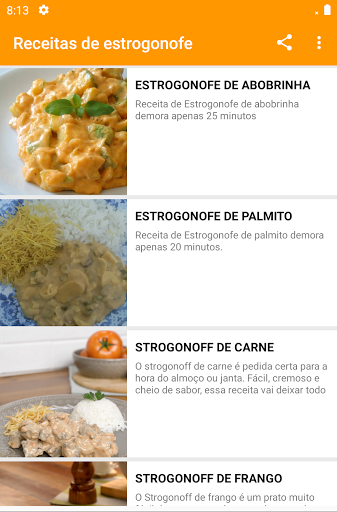 Receitas de estrogonofe