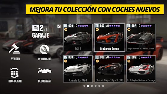 CSR Racing 2: captura de pantalla do xogo de carreiras de coches