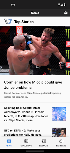 Android application MMAjunkie screenshort