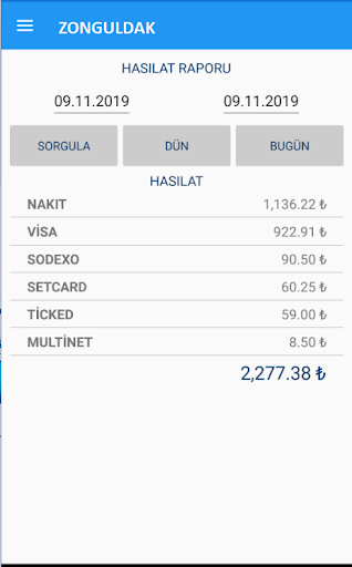 Şefim Mobil Rapor Screen 2