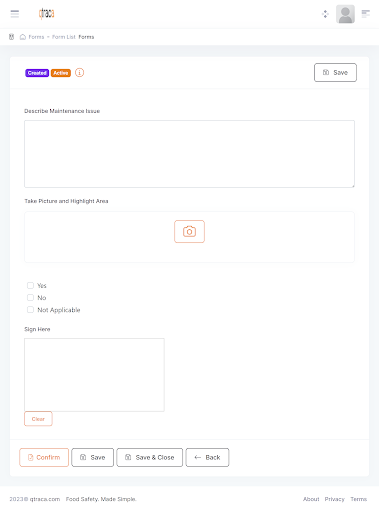 QTRACA Forms Screen 3