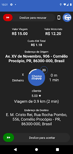 Android application Chama Move - Motorista screenshort