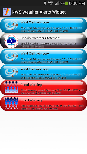 NWS Weather Alerts Widget Screen 2