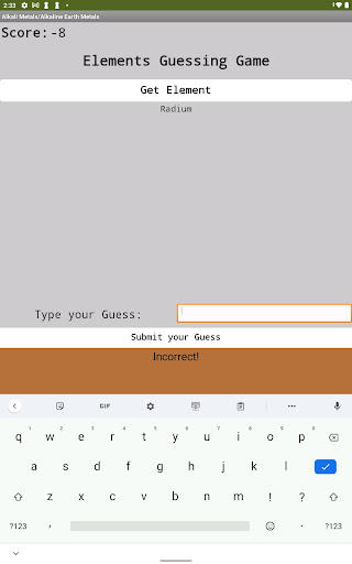 Android application Periodic Table Quiz screenshort