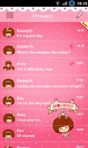 GO SMS PRO HELLOMOCMOC THEME Screen 3
