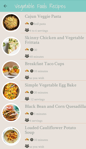 Vegatable Foods Recipes Screen 2
