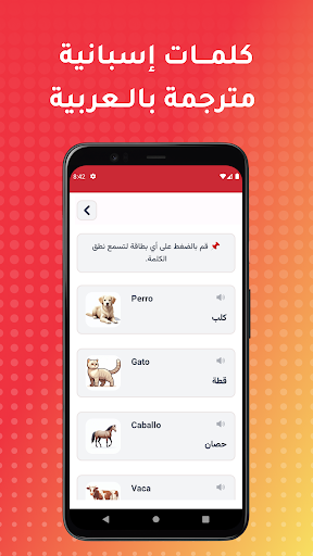 Android application كلمات اسبانية مترجمة بالعربية screenshort