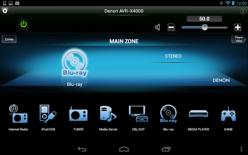 Screenshot of Denon Remote App