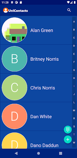 Android application UniContacts: Large Contacts screenshort
