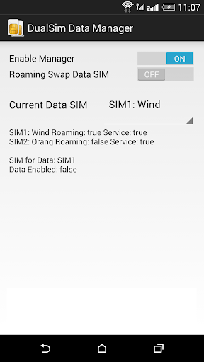 DualSim Data Manager Screen 2