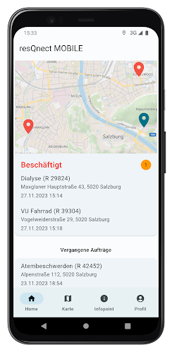 Android application resQnect MOBILE screenshort