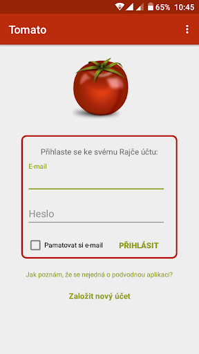 Android application Tomato - klient pro Rajče screenshort