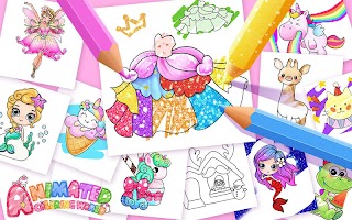 Animated Coloring for Kids - Unicorn and Princess