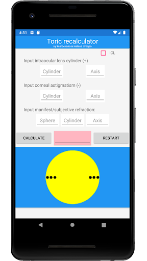 Android application Toric Recalculator screenshort