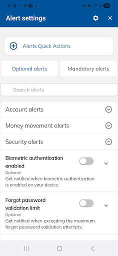 Screenshot of Zions Bank Mobile Banking