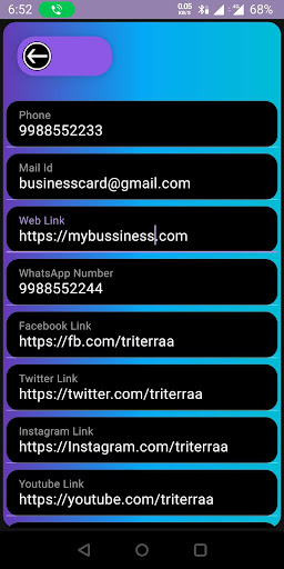Android application Digital Business Card Maker screenshort