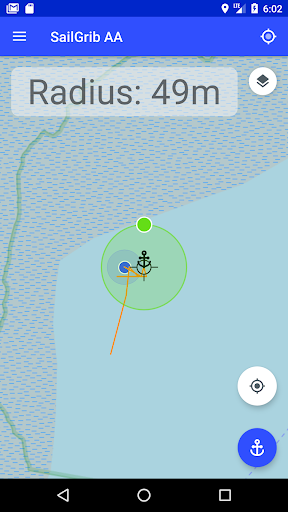 Anchor Alarm - SailGrib AA Screen 2