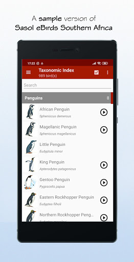 Android application Sasol eBirds SA LITE screenshort