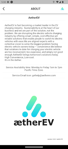 Android application aetherEV screenshort
