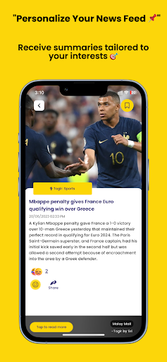 Toglr - 60 word news summary Screen 2