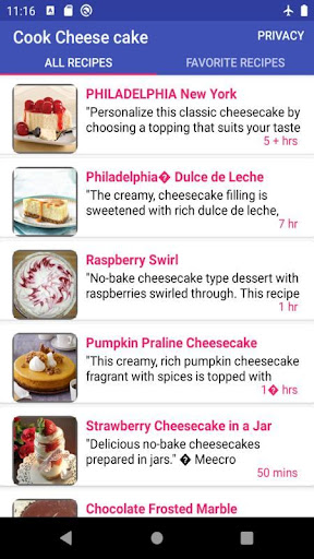 Android application Cook cheese cake screenshort