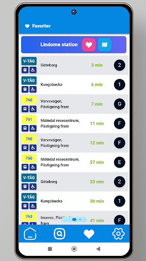 Tidtabell (Västtrafik) Screen 3