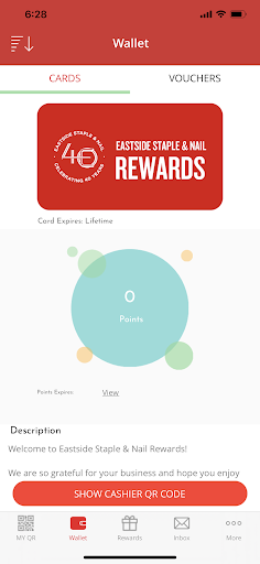 Android application Eastside Staple & Nail Rewards screenshort