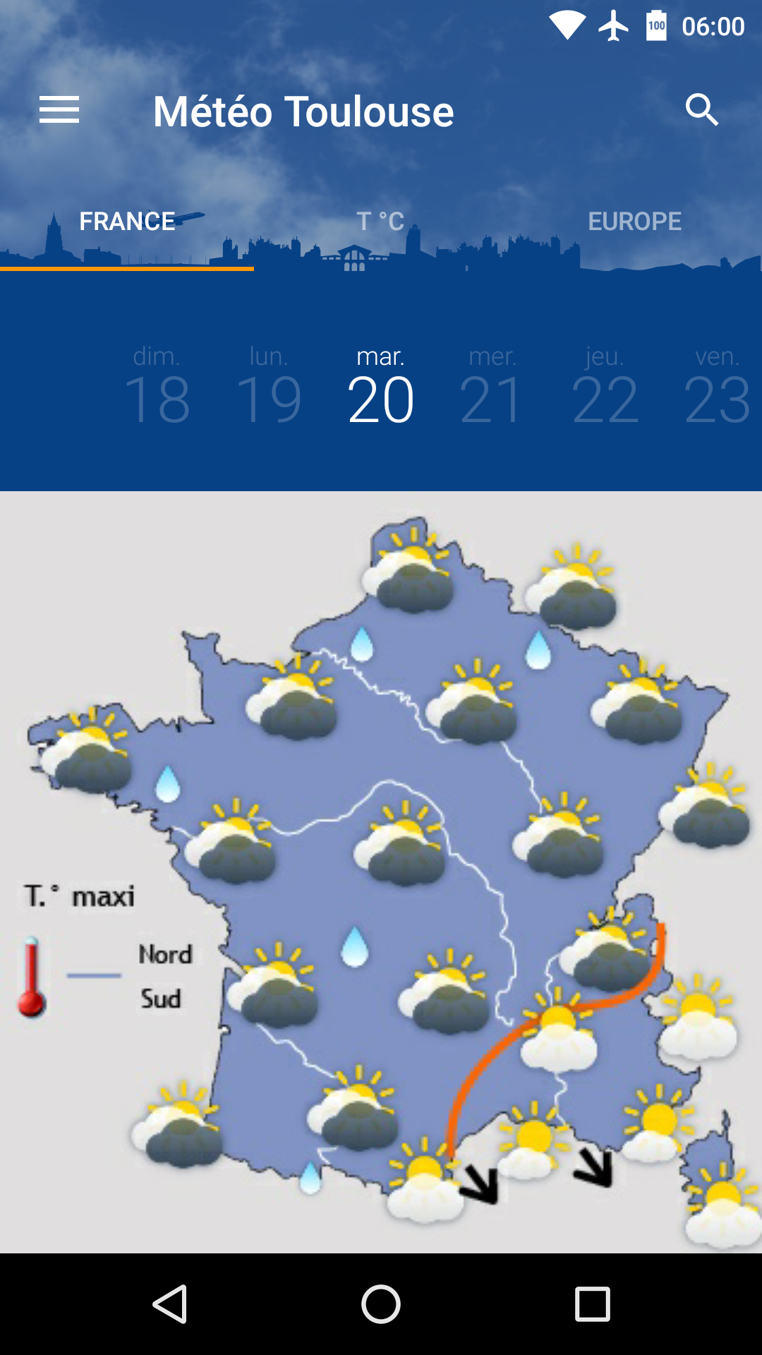 Android application Météo Toulouse screenshort