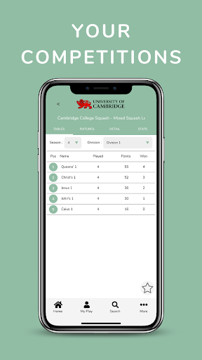 Cambridge University Leagues Screen 2