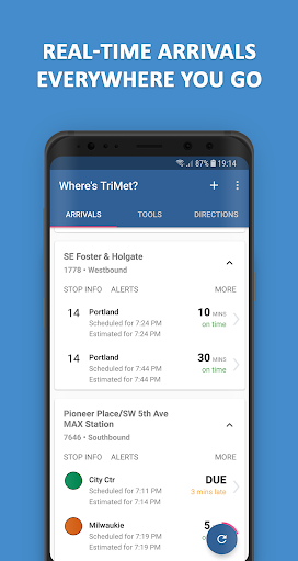 Android application Where's TriMet? screenshort