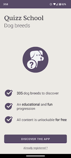 Android application Quiz School | Dog breeds screenshort