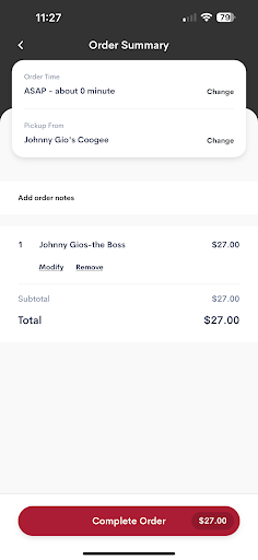 Johnny Gios Pizza Screen 3