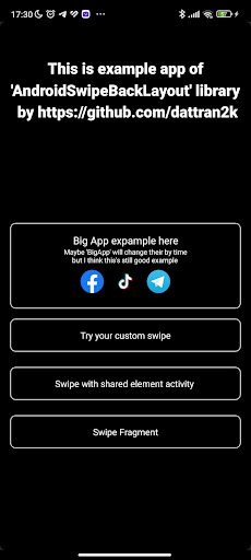 Android application Swipe Back Example screenshort