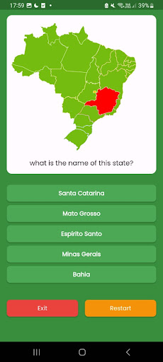 Android application Quiz States of Brazil screenshort