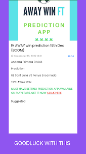 Away win prediction app - FT