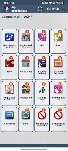 Android application Sentiatend-ACHF screenshort
